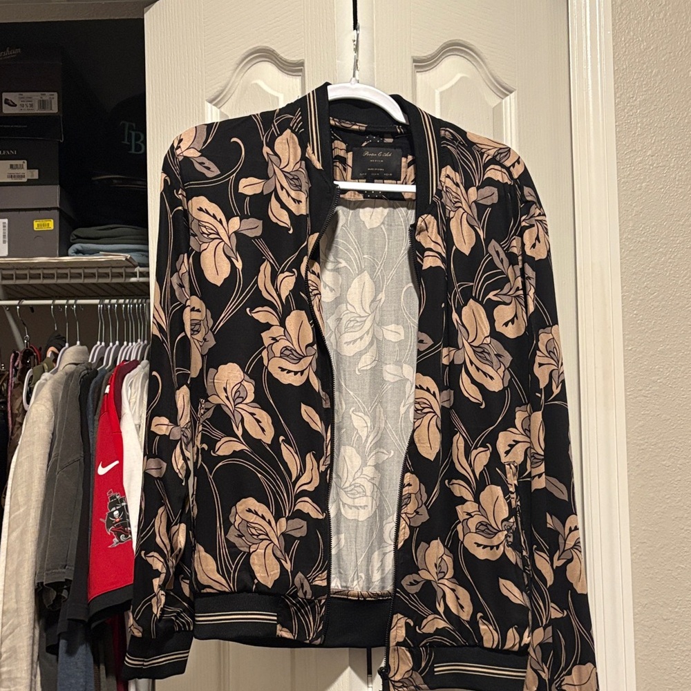 Men's Black and Tan Floral Jacket